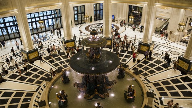 The main entrance to the Parisian in Macau.