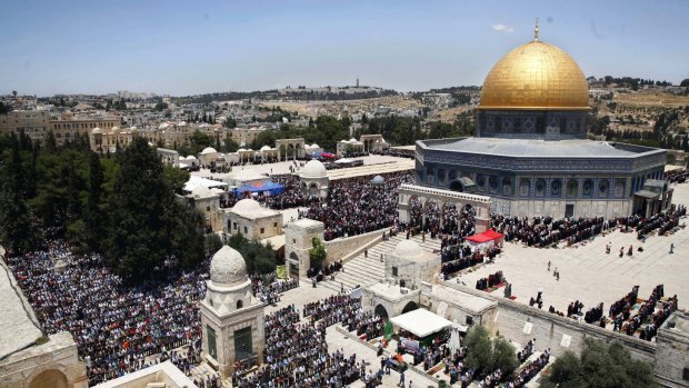 Palestinians pray in the al-Aqsa Mosque compound in occupied East Jerusalem earlier this year.