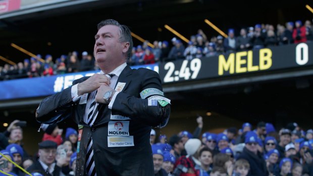 Collingwood president Eddie McGuire at the 'Big Freeze 2' charity event last year. He came under fire for saying he would pay $50,000 to see The Age's chief football writer Caroline Wilson stay under a pool of ice water. 