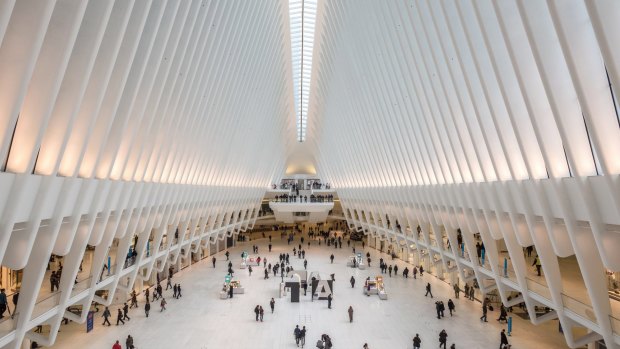 The mighty Oculus structure at the World Trade Center waves the flag for the regeneration of lower Manhattan.