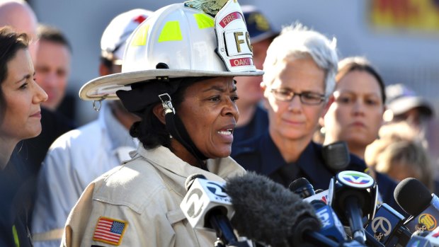 Oakland Fire Chief Teresa Deloach Reed after a deadly fire tore through a warehouse during a late-night electronic music party in Oakland.