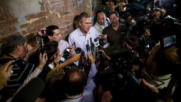 US presidential hopeful and former Florida Governor Jeb Bush speaks to the media at a town hall meeting in Tempe, Arizona on Thursday.