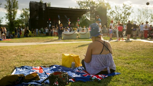 Family and friends gather on Regatta Point for the Australia day celebrations. 