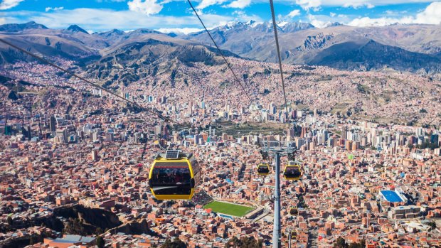 World's highest and longest cable car: La Paz, Bolivia.