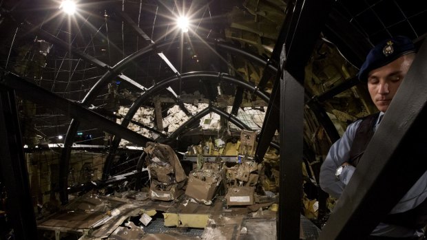 MH17's reconstructed cockpit.