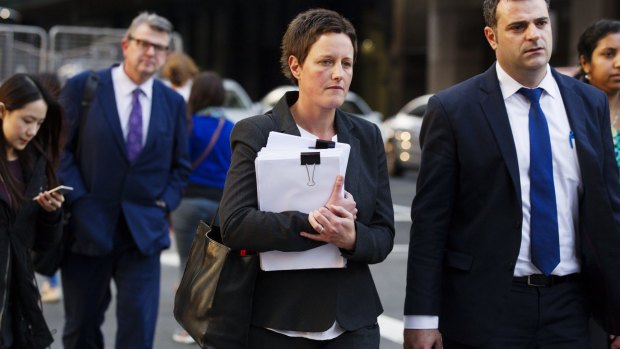 Detective Senior Constable Melanie Staples leaves the Lindt siege inquest.