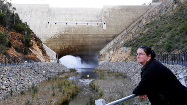 Ellen Schwab, digital education and engagement officer at Icon Water, at the Cotter Dam wall.