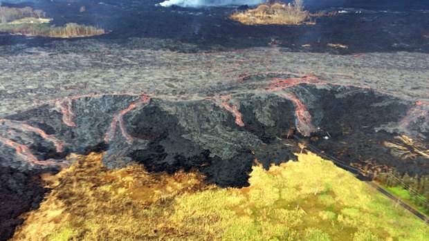 Overflows of the Kilauea Volcano's upper fissure.