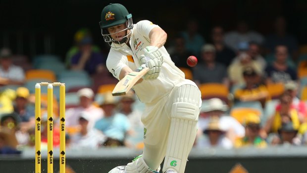 Poor crowds: Adam Voges drives during the Test at the Gabba in November.