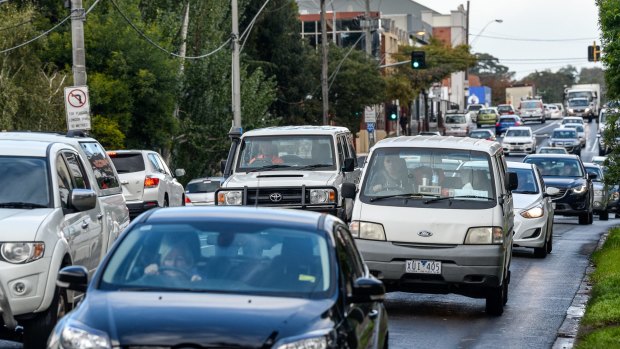 "Who can resist the invitation to complete a missing link?" Bumper-to-bumper traffic on Rosanna Road in Heidelberg. 