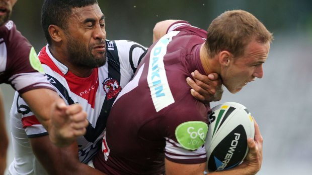 Caught: Manly halfback Daly Cherry-Evans.