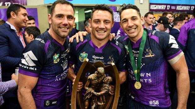 Stellar combination: The Storm's "big three" (from left) Cameron Smith, Cooper Cronk and Billy Slater.