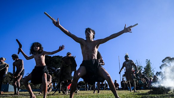 A smoking ceremony preceded the memorial service for Uncle Archie Roach at the Sidney Myer Music Bowl.