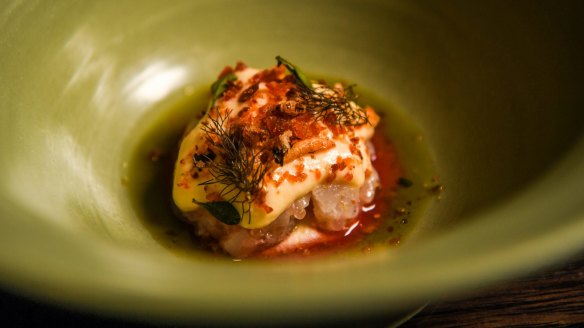 Go-to dish: Murray cod tartare with bunya nut cream and whipped cod fat.