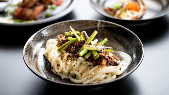 The wagyu beef udon noodles.