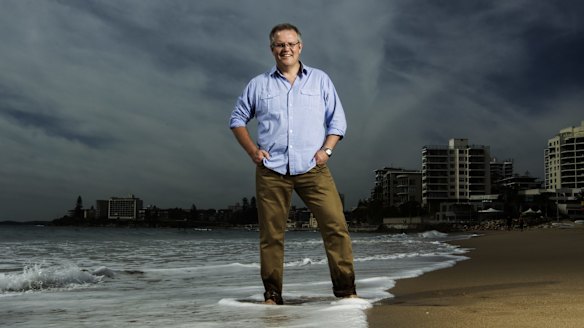 Scott Morrison on the beach at North Cronulla.