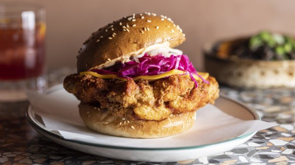 Bird's hot chicken burger.