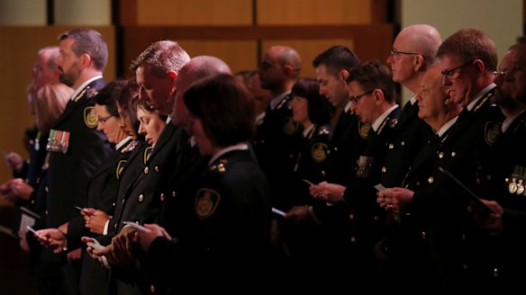 Members of the Border Force at the swearing in ceremony of the inaugural Commissioner Roman Quaedvlieg.