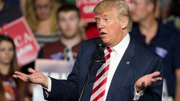 Donald Trump speaks at a rally in Roanoke, Virginia on Saturday. 