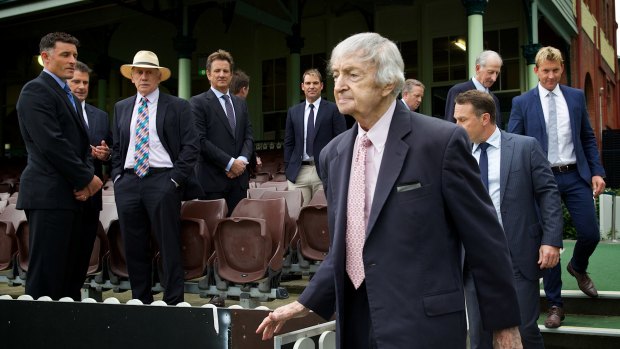 Richie Benaud is the centre of attention as cricket greats assemble at the SCG to help Channel Nine promote its coverage of cricket over the summer.
