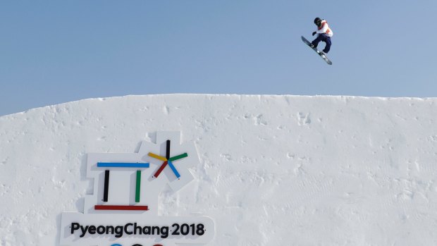 A snowboarder trains ahead of the 2018 Winter Olympics in PyeongChang, South Korea. 