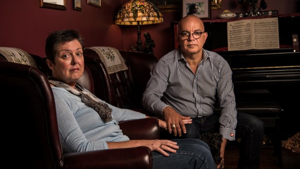 Anne and Paul Gabrielides at their Winmalee home. Anne suffers from motor neurone disease and can no longer speak.