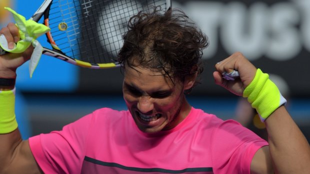 Rafael Nadal celebrates after a relatively easy entry into the quarter-finals.