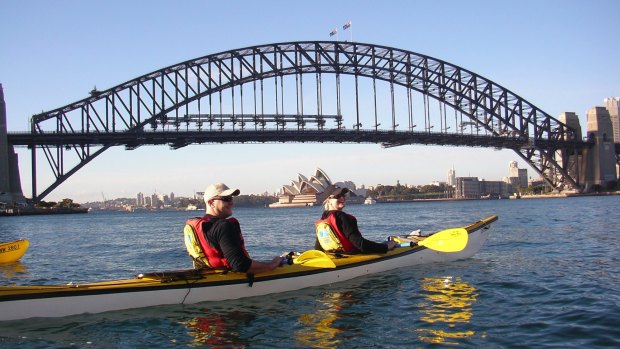 Kayaking on Sydney Harbour for $150 is an experience rated five-star on Airbnb.