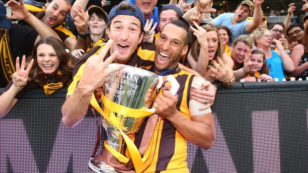 Josh Gibson with the 2015 premiership cup.