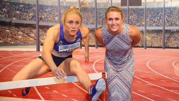 Double take:  Australian Olympian Sally Pearson attends the unveiling of her wax figure at Madame Tussauds.
