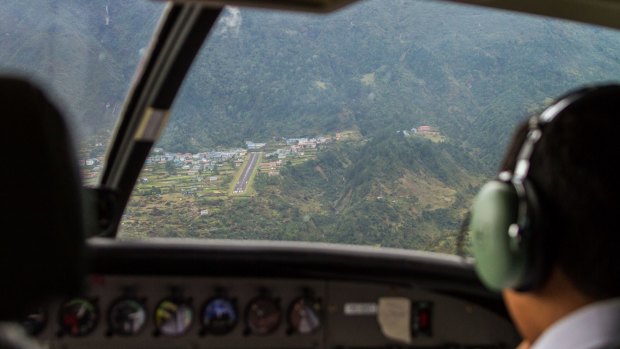 A pilot's view of the approach to the airport.