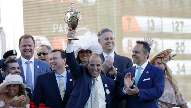 Vinny Viola celebrates after Always Dreaming won the 143rd running of the Kentucky Derby.