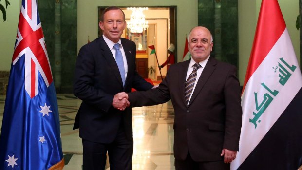 Prime Minister Tony Abbott and his Iraqi counterpart Haider al-Abardi.