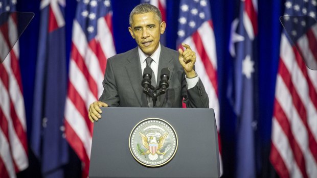 Barack Obama makes his agenda-setting speech at the University of Queensland.