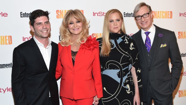 From left: <i>Snatched</i> director Jonathan Levine, Goldie Hawn, Amy Schumer and Paul Feig. 