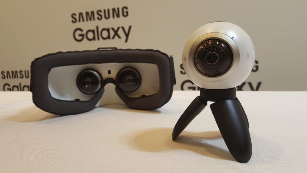 Samsung's Gear VR headset alongside the newly-unveiled Gear 360 camera.