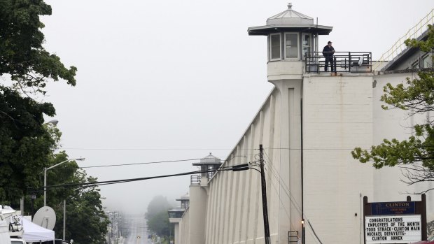 A guard stands on the wall at Clinton Correctional Facility oin Dannemora, New York, which was established in 1865. 