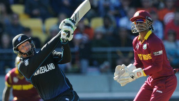 New Zealand's Martin Guptill on his way to a record-breaking double century in Wellington.