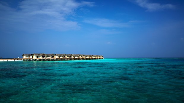 Overwater bungalows at Loama.