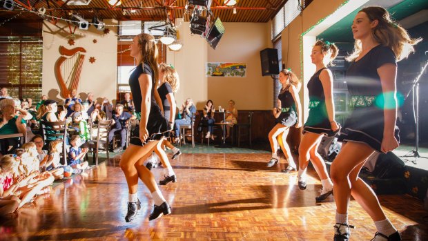 Dancers performed during St Patrick's Day celebrations at the Irish club in Weston.