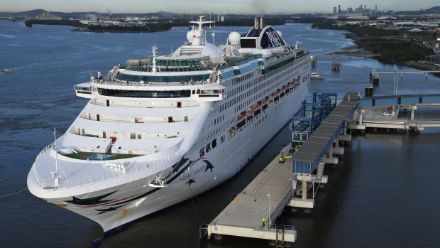 Pacific Explorer docks in Brisbane.