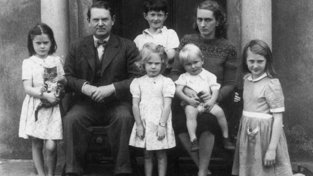 Evelyn Waugh with his wife Laura and five of their seven children.