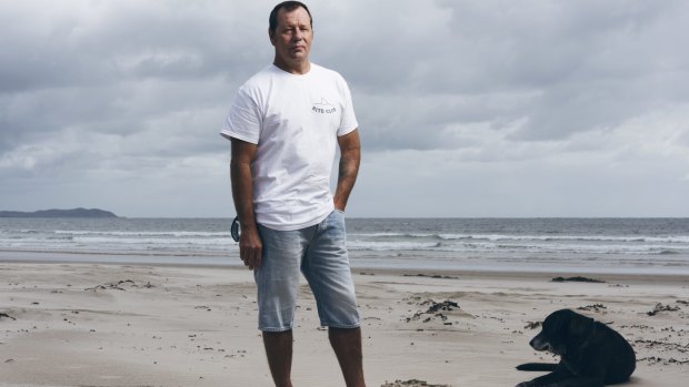 Bite Club founder Dave Pearson at the NSW Mid-North Coast hamlet of Crowdy Head, where he was attacked by a shark in 2011.