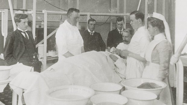 Royal Melbourne Hospital operating theatre in the 1880s.