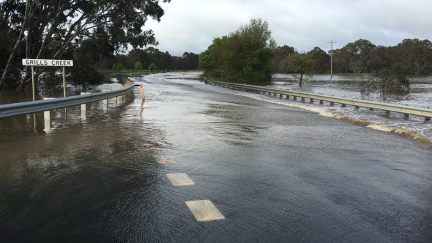 Flooding on the Portland-Casterton Road at Sandford.