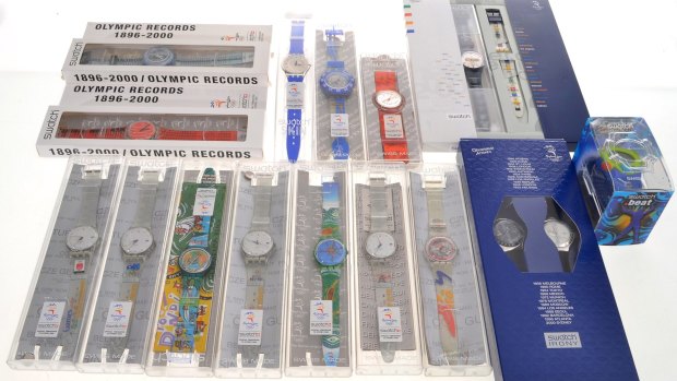 Quality time:  A collection of 16 Sydney Olympic Special Edition Swatches, including Sydney 2000 Version 1 diver's watch and Nova, as designed by Nova Peris. Unworn in original packaging, mint condition. $2200 to $2800.