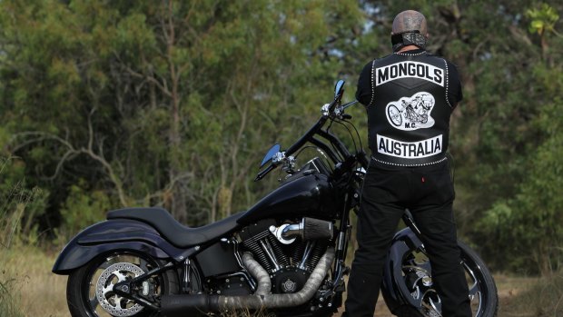 A member of the Mongols Motorcycle club, Australia.