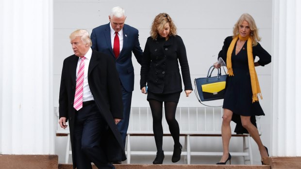 Donald Trump with Mike Pence, Pence's daughter Charlotte, and Kellyanne Conway.
