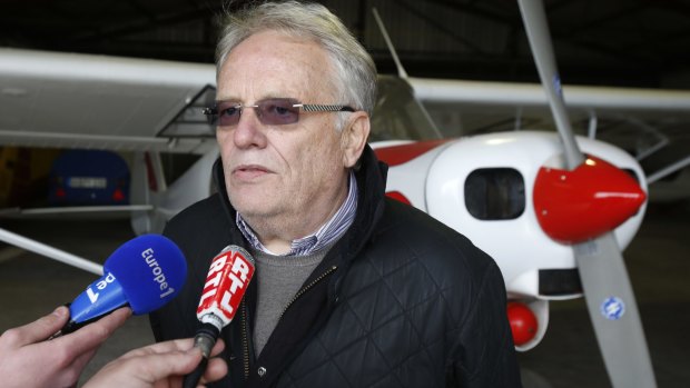 Klaus Radke, chairman of the aviation club Westerwald, talks to journalists in Montabaur, Germany. Club member Andreas Lubitz was the co-pilot on flight Germanwings 9525 that crashed with 150 people on board on Tuesday in the French Alps. 
