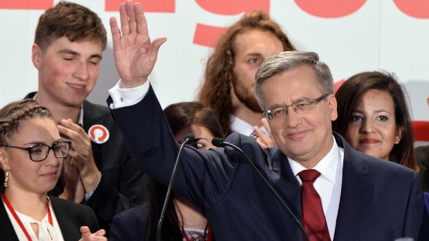 Polish President Bronislaw Komorowski after exit polls made it clear he had lost the election.